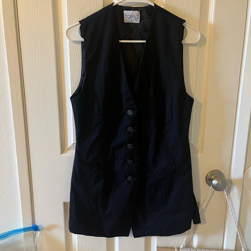 Topaz Black Button-Up Vest